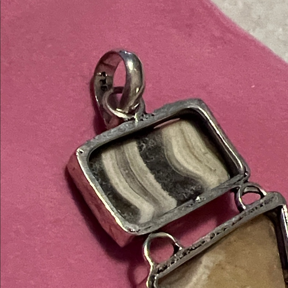 Elegant Silver 925 zebra Jasper and agate pendant - Picture 6 of 9